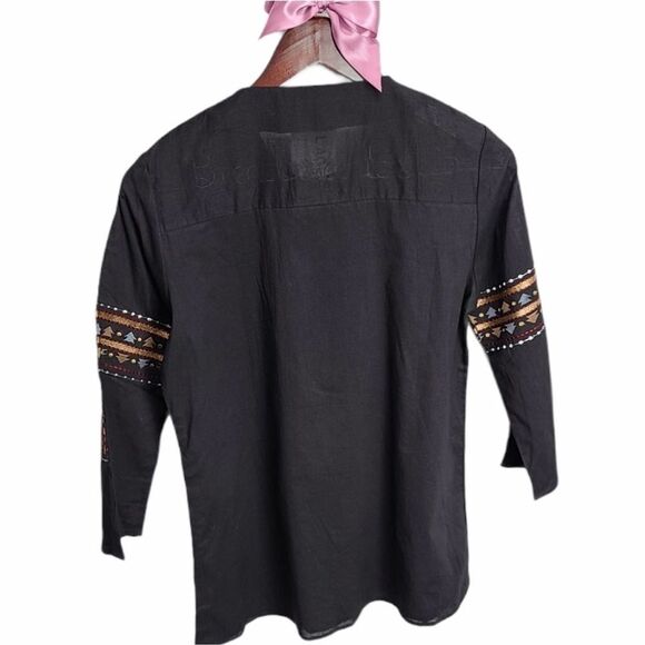 L'AGENCE Bohemian Black Embroidered Tunic Small - Picture 2 of 7